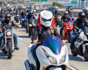 Casco de moto personalizado inspirado en Predator, integral, pintado a mano, para motociclistas, certificado DOT/ECE.