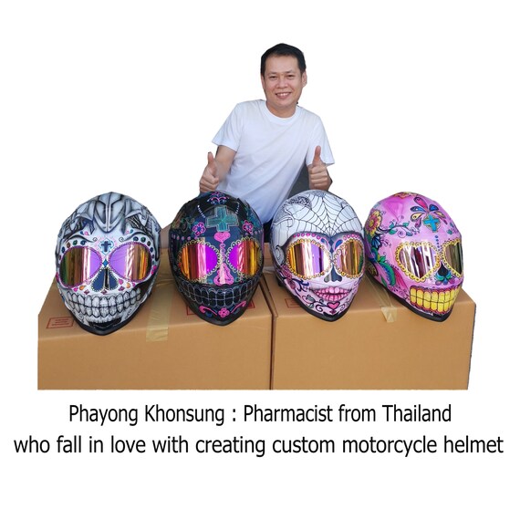 badass skull motorcycle helmets Bad Ass Skull Smiley Custom Helmet Big Smile Motorcycle Helmet main image 1