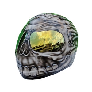 Casco de motocicleta personalizado de cara completa, casco de calavera de motocicleta, casco de motocicleta personalizado, casco de motocicleta hecho a mano, casco de calavera
