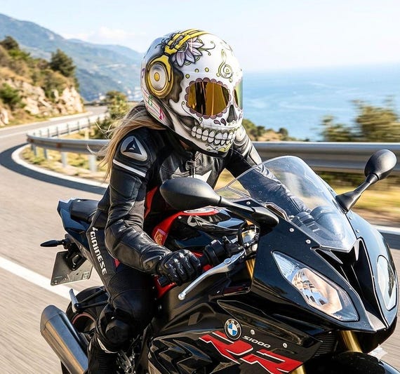 american helmet motorcycle Hot Leathers HLT68 Flag Black Glossy Skull Cap Half DOT Approved with Aero Spoiler and HJC C10 Aspa Full 2005-06 Choose Helmet Size:L/XL - Cover Only