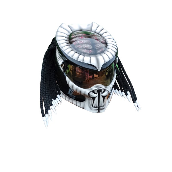 Casque Predator, casque Custom, casque fait main, casque Airbrushed, casque peint