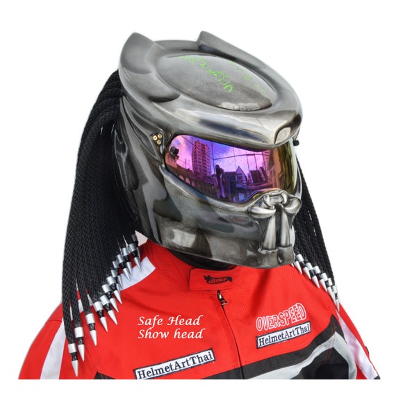 Predatorhelm Airbrush-helm Casque-helm Geschilderde helm Custom-helm Accessoires Hoeden & petten Helmen Sporthelmen Motorhelm Handgemaakte helm 