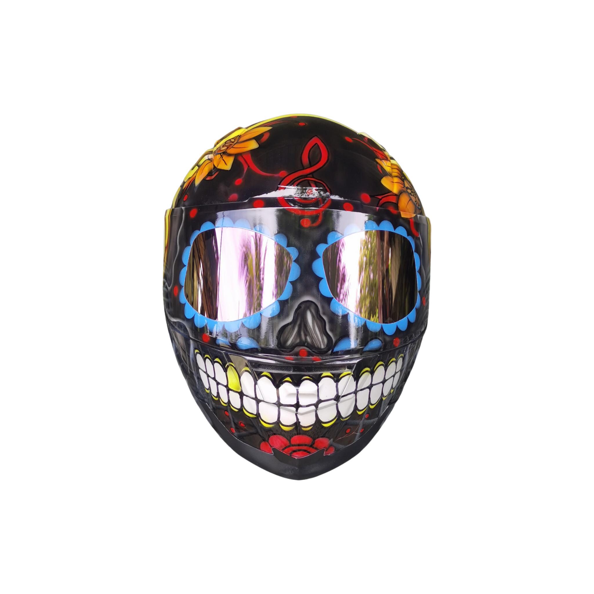 【激レア】 Custom SKULL BEE New Arrival Custom Red Skull Motorcycle Helmet Crack Style