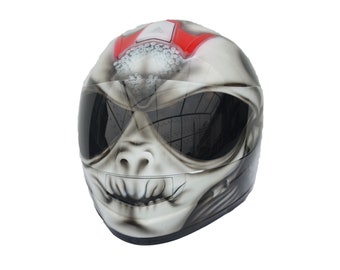 Predator helm, Custom-helm, Handgemaakte helm, Airbrush-helm, Geschilderde helm, Motorhelm, Casque-helm