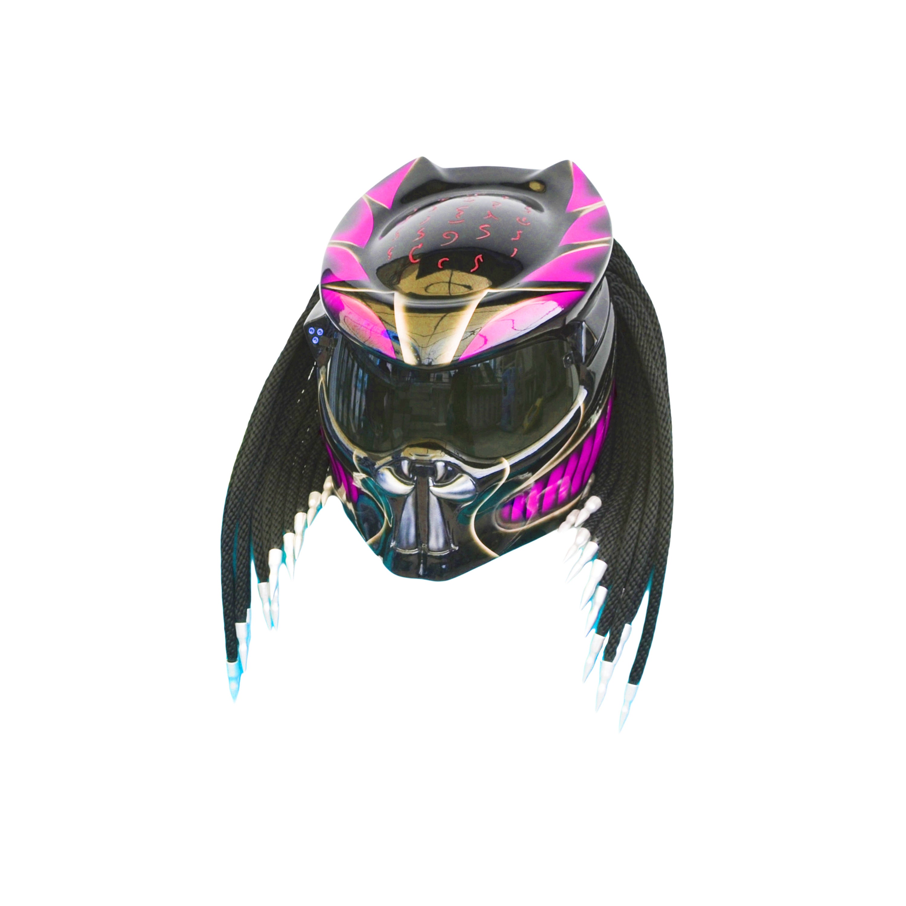Custom Airbrushed Predator Motorcycle Helmet, DOT ECE Certified Fiberglass Biker Art