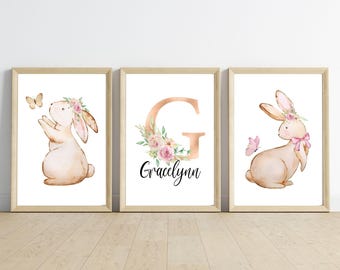 3er Set Hasen Prints, Geschenk zur Geburt, Baby Deko, Geschenk zur Geburt, Taufe, Geburtstagsgeschenk, Geburtsgeschenk, Geburtsgeschenk, Geburtsgeschenk