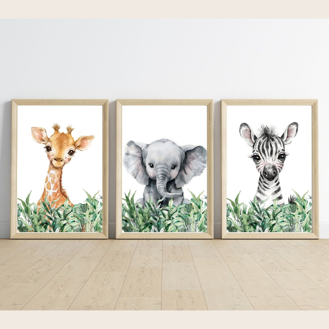 Safari Nursery Decor Set of 3 Jungle Animal Nursery Prints | Zebra ...