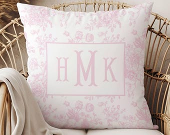 Cuscino con nome personalizzato per bambina, decorazione per cameretta in toile rosa, regalo per cameretta, regalo per bambine, regalo personalizzato per bambine, cuscino con monogramma