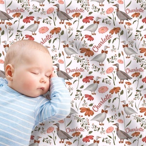 Goose Personalized Blanket, Silly Goose Custom Baby Blanket, Shower Gift, Cottagecore Nursery Blanket, Crib Blanket, Newborn Photos Prop