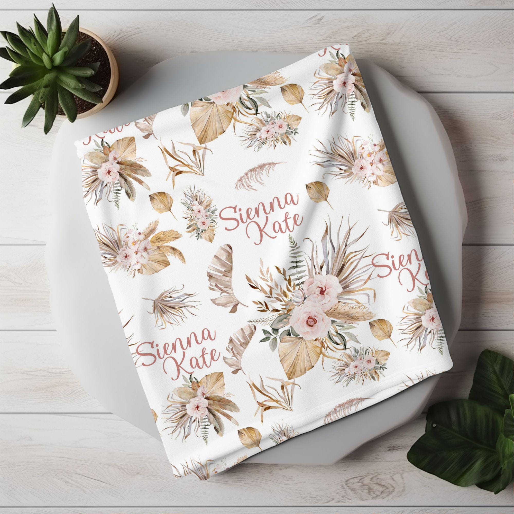 Boho Personalized Name Baby Blanket For Girls - Custom Bohemian Baby Blanket With Name | Soft Stroller Or Crib Blanket - View #6