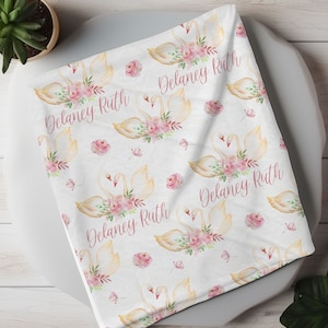Swan Princess Swaddle Set, Personalized Swan Princess Baby Blanket, Swan Princess Swaddle Blanket, New Baby Gift, Princess Nursery