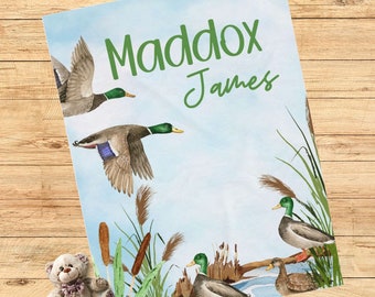 Mallard Duck Baby Swaddle, Duck Swaddle Baby Blanket, Personalized Swaddle Blanket, Custom Duck Hunter Baby Swaddle, Duck Hunting Photo Prop