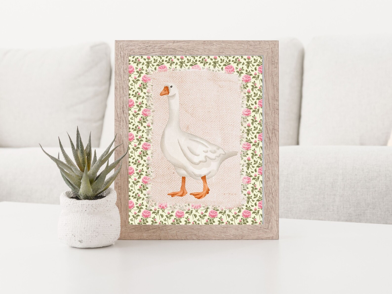 Silly Goose Floral Print, Pink Whimsical Nursery Wall Art ...