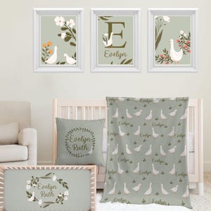 Goose Nursery Bedding Set, Cottagecore Nursery Decor, Silly Goose Nursery Bedding Set, Floral Baby Girl Decor, Crib Sheet, Vintage