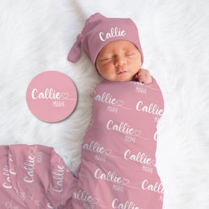 Gepersonaliseerde inbakerdeken, optionele bundel, pasgeboren Coming Home-outfit fotorekwisieten, bord babynaamaankondiging, babyshowercadeau