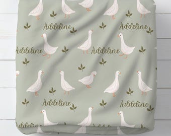 Goose Personalized Baby Blanket, Goose Name Blanket, Custom Shower Gift, Cottagecore Nursery, Crib Blanket, Newborn Photos Prop, Vintage