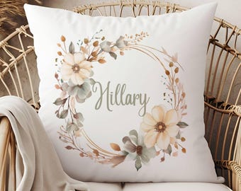 Wildflower Custom Name Pillow, Boho Nursery Decor, Gift for Nursery, Baby Gift for Girls, Personalized Gift for Girls, Monogram Pillow
