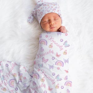 Custom Butterfly Baby Name Blanket, Personalized Baby Girl Butterfly Swaddle, Pink Blanket, New Mom Gift, Newborn Gift, Baby Shower Gift