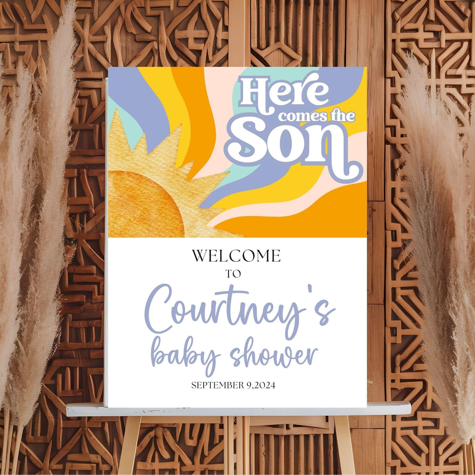 Letrero de bienvenida para baby shower Sunshine, decoraciones retro ...