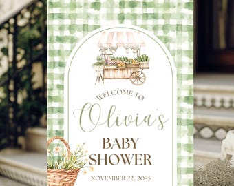 Locally Grown Baby Shower Sign. Farmer's Market Welcome Poster, Home Grown Baby, Gender Neutral Baby Shower Welcome Sign, Foam Board