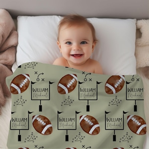 Football Swaddle Set, Football Baby Blanket, Personalized Sports Baby Blanket, Sports Nursery Theme, Football Nursery, Football Baby
