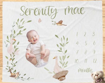 Goose Milestone Blanket, Personalized Silly Goose Baby Shower Gift, Custom Blanket, New Baby Gift, Goose Nursery, Photo Prop, Gender Neutral
