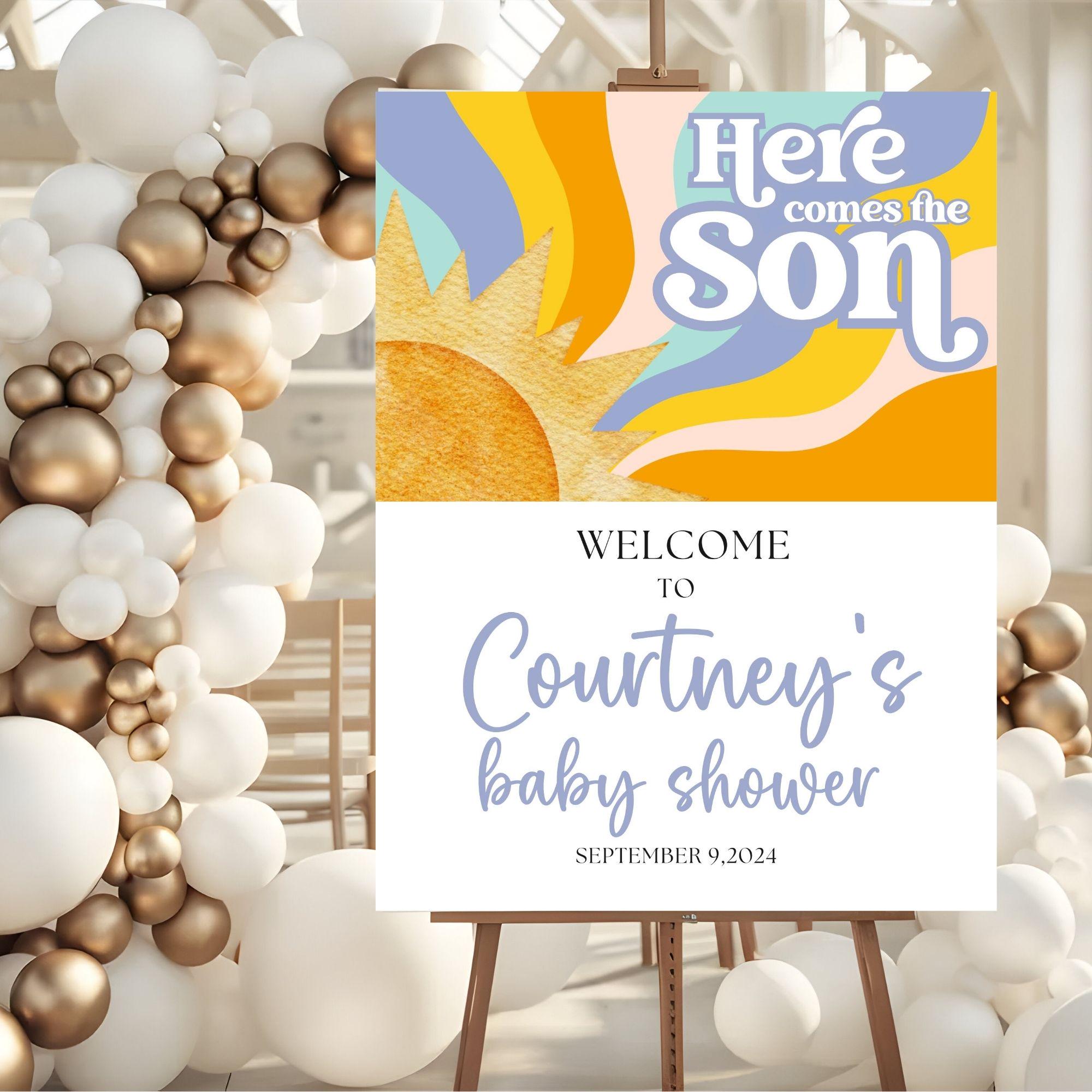 Letrero de bienvenida para baby shower Sunshine, decoraciones retro ...