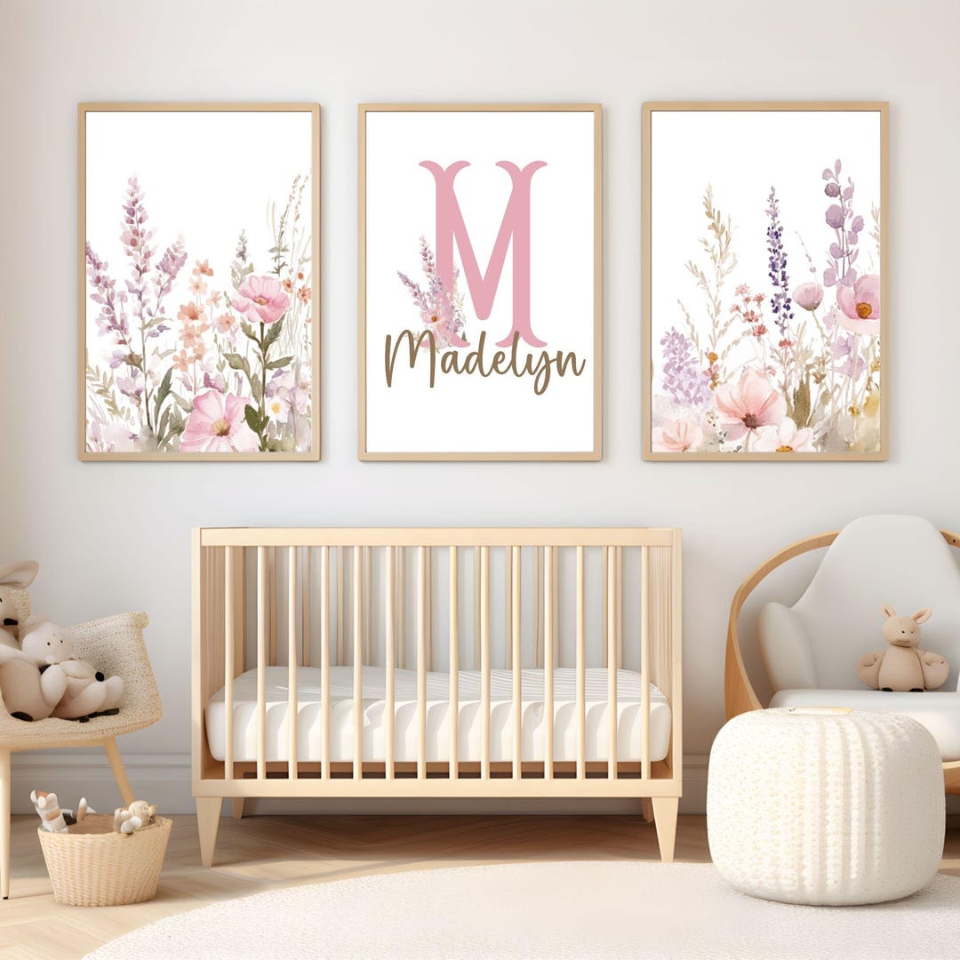 Custom Wildflowers Prints| Floral Nursery Wall Art, Boho, Baby Girl ...