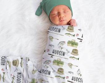 Fishing Blanket for Boys, Personalized Baby Fish Blanket, Custom Baby Name Blanket, Fishing Baby Shower Gift, Fishing Nursery Decor, Minky