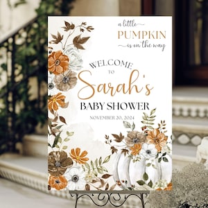 Pumpkin Baby Shower Welcome Sign, Fall Baby Shower, Fall Baby Shower Decorations Centerpieces Signage, Little Pumpkin Baby Shower Sign