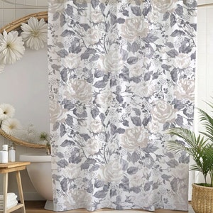 Botanical Shower Curtains, Vintage Floral, French Country, Cozy Aesthetic, Whimsical Bathroom Decor, Retro Shower Curtain, Cottagecore