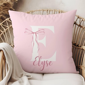 Coquette Custom Name Pillow, Pink Bow Nursery Decor, Gift for Nursery, Baby Gift for Girls, Personalized Gift for Girls, Monogram Pillow