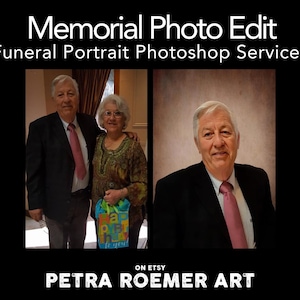Funeral Services Fotobearbeitungsdienst, Photoshop bearbeiten, Hintergrund ändern, Personen entfernen, Porträt-Retusche, Gedenkfoto-Montage