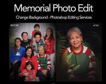 Memorial Photoshop Service, Photo Edit, Change Background, Remove people, Portrait Retouching, Seamless Photo Montage with different photos