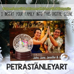 Digital Delivery, Custom Funny Snow Globe Prisoner Christmas Photo Card, Christmas Photo Edit, Photoshop Service