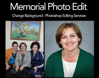 Funeral Photo Editing Service, Change Background, Remove people, Portrait Retouch, Seamless photo composite from different photos. Printable