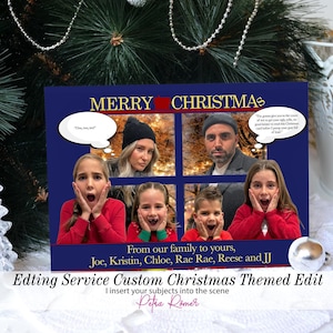 Digitale levering, 6 onderwerpen alleen thuis grappig kerstkaartontwerp, kerstfoto bewerken, alleen thuis aangepaste familie kerstfotokaart