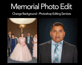 Memorial Photo Editing, Change Background, Remove people, Portrait Retouching, Seamless photo composite from different photos. Printable