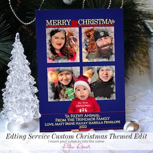 Digitale levering, 5 onderwerpen alleen thuis grappig kerstkaartontwerp, kerstfoto bewerken, alleen thuis aangepaste familie kerstfotokaart