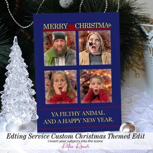 Digitale Lieferung, 4 Themen Allein zu Hause Lustige Weihnachtskarte Design, Weihnachtsfoto bearbeiten, Allein zu Hause Benutzerdefinierte Familien Weihnachtsfotokarte