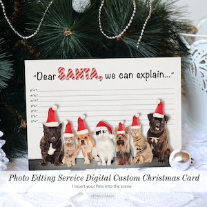 Digitale levering, aangepaste kerstfotokaart grappig huisdier, beste kerstman, we kunnen het uitleggen, mugshot-fotokaart grappig huisdier