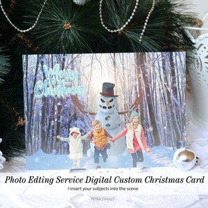Entrega digital, diseño de tarjeta navideña digital de Abominable Snowman Chase, edición de fotos navideñas