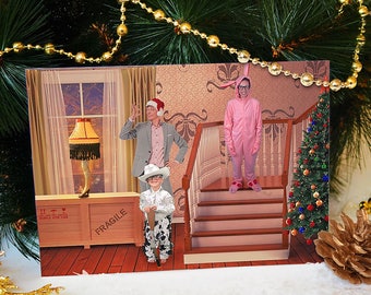 Digital Delivery, A Christmas Story Leg Lamp Funny Personalized Digital Photo Card, Christmas Photo Edit