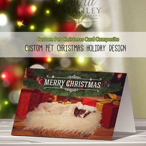 Livraison numérique, Carte photo de Noël personnalisée pour animal de compagnie, Carte de vœux, Carte de voeux numérique, Retouche de photo de Noël d'animal de compagnie, Service Photoshop