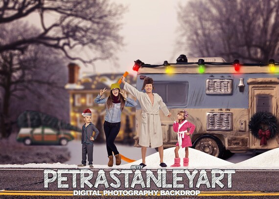 Download Free Christmas Vacation Digital Backdrop Christmas Vacation Etsy PSD Mockup Template