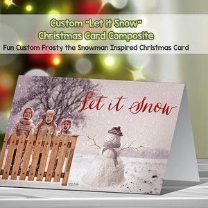 Livraison numérique, Retouche de carte photo de Noël hiver bonhomme de neige, Cartes de Noël imprimables, Retouche de photo de Noël, Services de retouche Photoshop