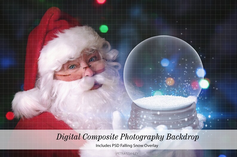 Santa Claus Holding Magical Snow Globe Digital Backdrop for | Etsy