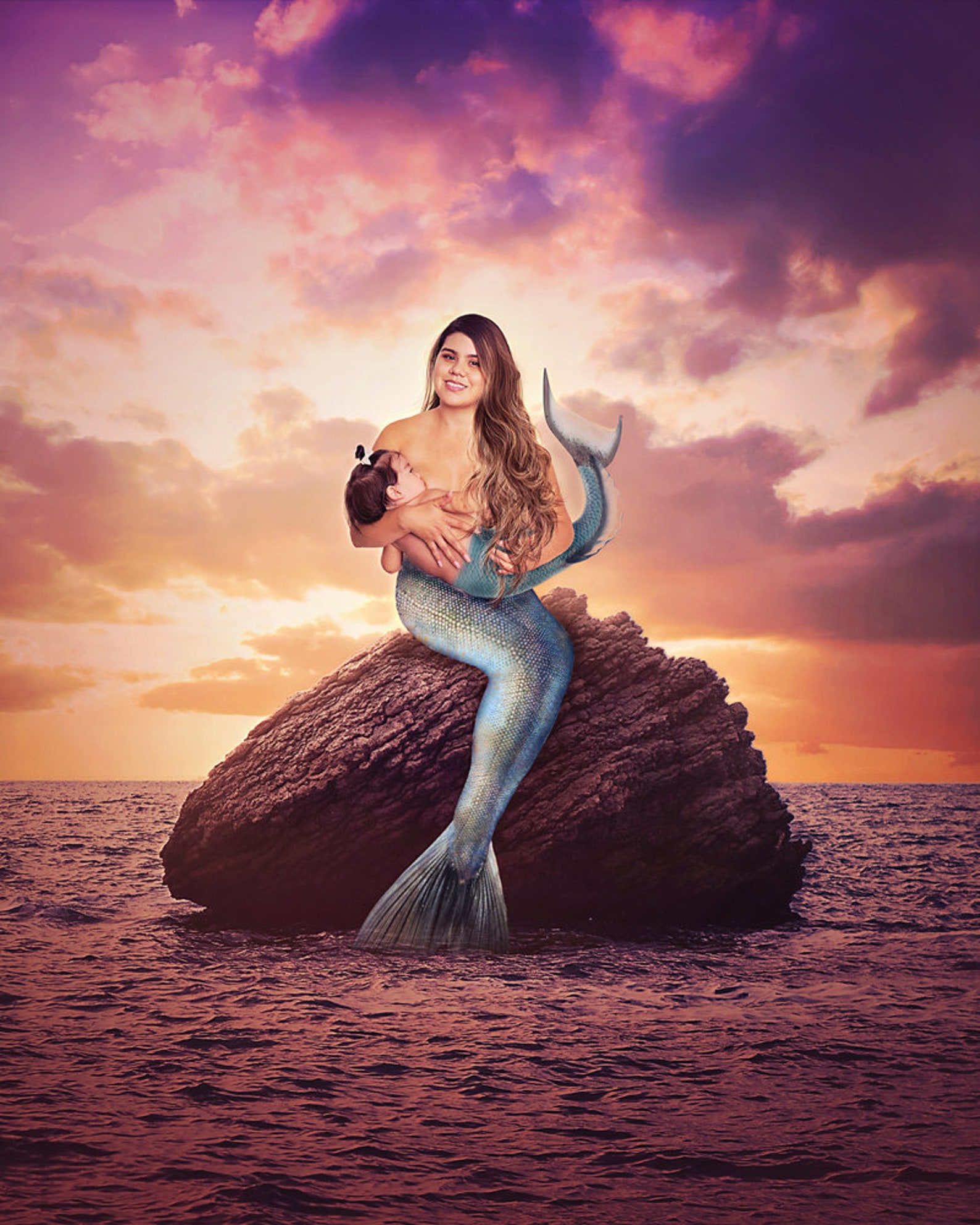 Breastfeeding Mermaid Portrait Personalized Mermaid Photo | Etsy