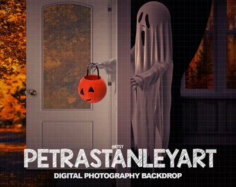 Halloween Süßes oder Saures Digitale Kulisse / Backdrop - Autumn House - Digital Halloween - Digital Prop für Fotografen - Photoshop Overlay