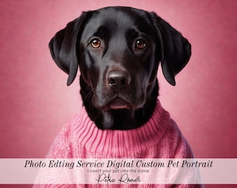 Digital Delivery, Custom Valentine's Day Dog Portrait From Your Photo, Royal Pet Portrait, Custom Photoshop Digital dog portrait